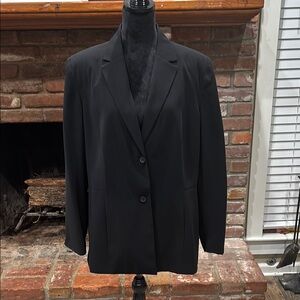 Norton McNaughton Black Blazer with Notched Lapel and Textured Fabric